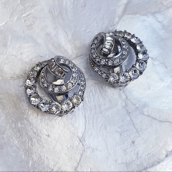 Boucher Estate Rhinestone Statement Clip Earrings - Picture 3 of 11